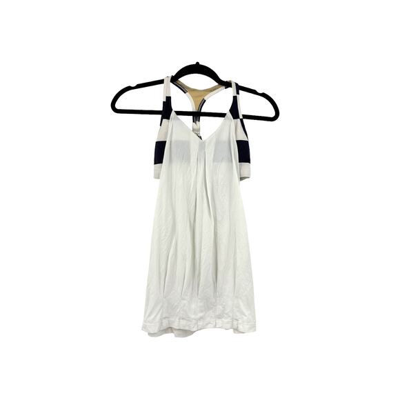 Lululemon Top Womens 4 No Limits Tank White Straightup Stripe Racerback Athletic - Picture 1 of 4